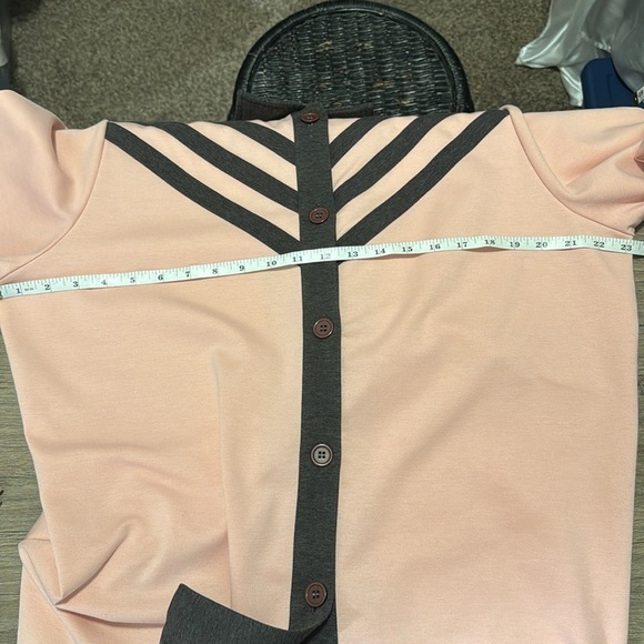 Draper’s &Damon’s Pink and Black Button-Up Shirt  shoulder pads women’s large - Picture 11 of 16